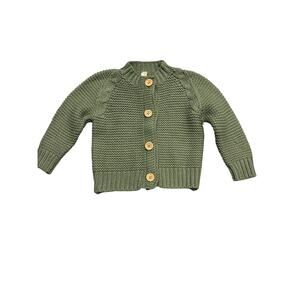 Peyton & Scout Green Cable Knit Baby Sweater